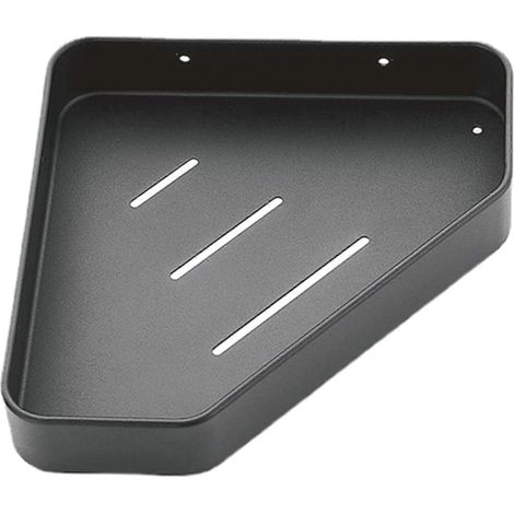 Étagère d'angle de rangement pour salle de bain, antirouille, auto-drainante, fixée au mur, pour articles de toilette, salle de bain, cuisine et salon. Barre sans crochets. Gris pierre. (1/5)