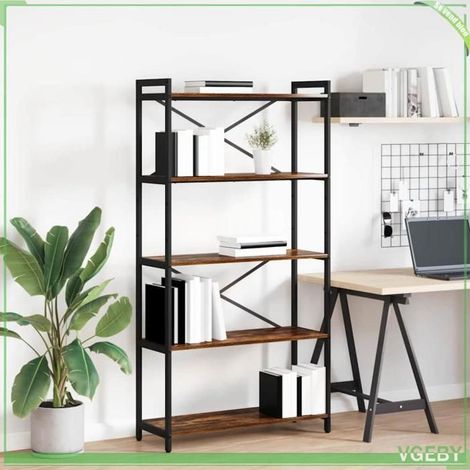 Bibliothèque - Chêne fumé - 80 x 30 x 153 cm - Bois d'ingénierie - Pieds réglables (1/5)