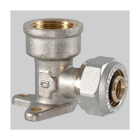 Raccordo a compressione curvo Femmina con flangia - 16 x 1/2