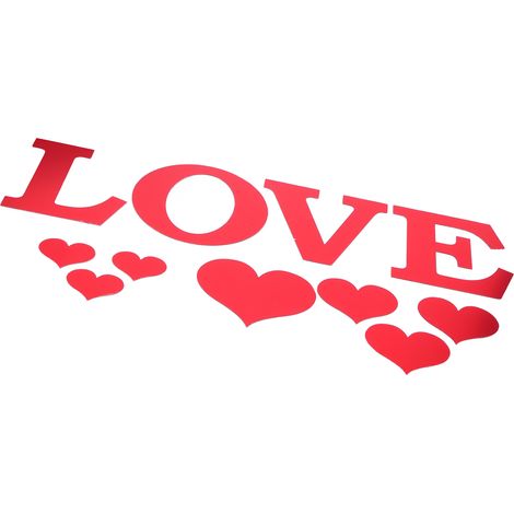 Stickers muraux miroir en forme de cœur, à faire soi-même, pour la décoration de la maison, de la chambre et du salon (rouge) (1/5)
