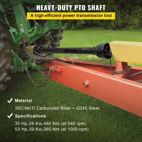 Arbre de Transmission T4 Arbre à Cardan Prise de Force Extrémité Tracteur 34,9 mm à 6 Cannelures, Extensible 1100-1550 mm, pour Ton… (1/5)