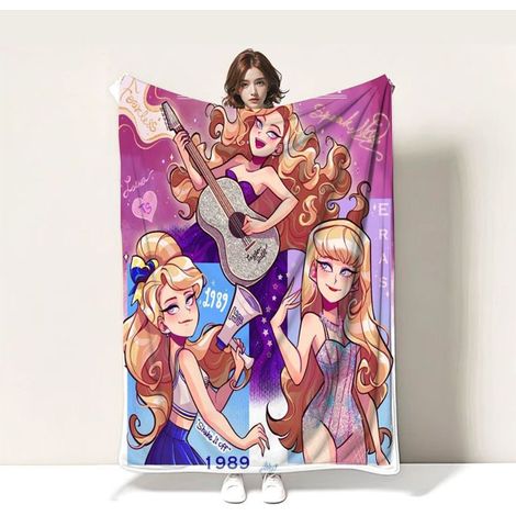 KLVGTIFS PU - Couvertures en Molleton de Flanelle Taylor Swift,Couvertures Moelleuses Douces,Couverture de Canapé Lit Enfants,130150CM, A16 (1/4)