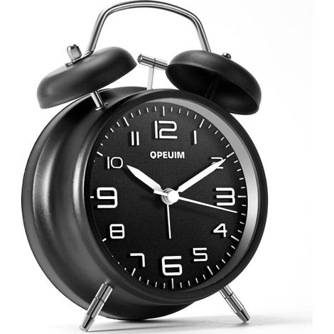 Réveil analogique haute sonnerie pour gros dormeurs, cadran lumineux rétroéclairé, horloge de chevet à piles pour chambre et salon, réveil puissant avec affichage clair (1/5)