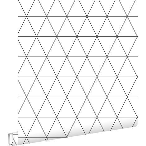 papier peint triangles graphiques blanc et noir - ESTAhome (1/5)