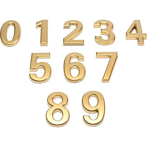 Numéro de porte 3D - 70 CM - Plastique premium brossé - Effet OR brillant - Adhésif extra fort - Numéro de porte, rue, maison (1/3)