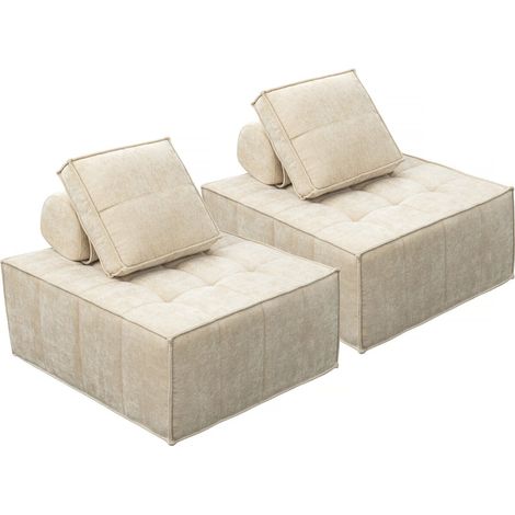 Set aus 2 modularen Sesseln "Velluto" für Sofa aus strukturiertem Stof f– Beige