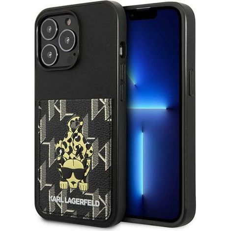 Karl Lagerfeld iPhone 13 Pro Hülle mit Kartenfach, Schwarz (1/5)