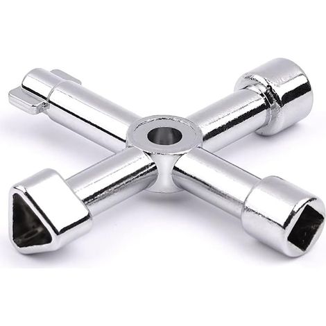 4 Clé Des Utilitaires Multi-Fonctionnels à Voies Clé Clé De Cock De Poche Électrique Pour Armoire De Bac à Gaz d'Eau Clé d'Ouverture De l'Armoire (Argent) (1/5)