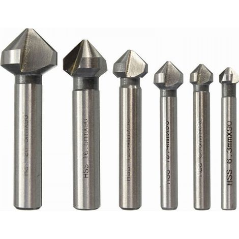 Lot de 6 forets à fraiser, fraise à fraiser HSS à 90°, fraise à fraiser, fraise à fraiser cylindrique, outil à vis pour bricolage, bois, métal, PVC, 6,3/8,3/10,4/12,4/16,5/20,5 mm (1/4)