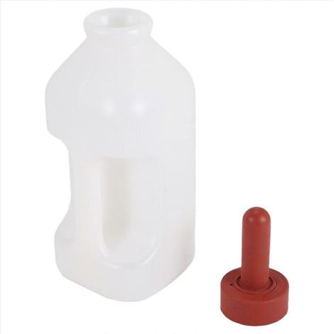 Kälberflasche mit Griff und aufsteckbarem Sauger, 2-Liter-Dosierer, praktische Fütterung für Nutztiere. (1/5)