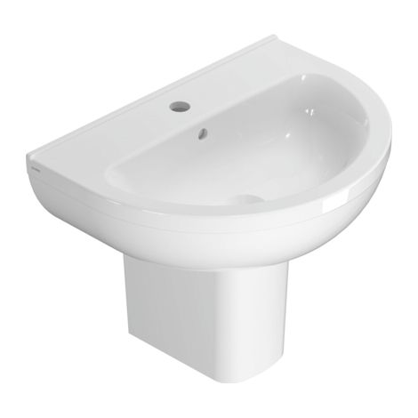 Lavabo in ceramica 60x45 cm Globo Grace GRN60BI  Bianco - Ceramica - Con semicolonna sospesa