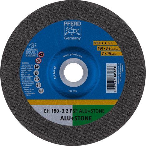 PFERD TOOLS Trennscheibe EH 180x3,2x22,23 mm gekröpft Uni.-Linie PSF ALU+STONE für Alu/NE-Met./Stein 25 Stk