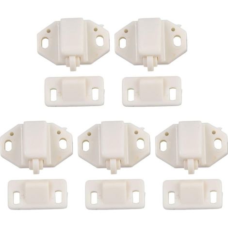 Lot de 5 loquets de porte d'armoire et de placard, blanc (1/5)