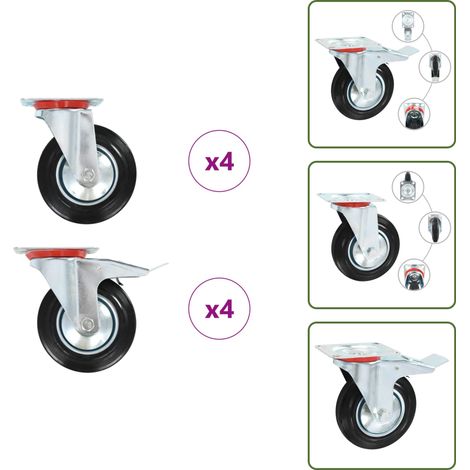 The Living Store Ruedas giratorias 8 unidades 160 mm - Ruedas de goma