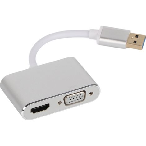 Adaptateur USB 3.0 vers HDMI VGA, Câble Convertisseur Full HD 1080p pour PC Windows (1/5)