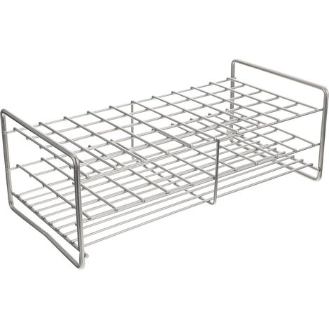 Support Design à Trois Niveaux pour Tubes à Essai 50 Trous et Pratique en Acier Inoxydable Argenté Facile à Nettoyer pour Laboratoire (1/5)
