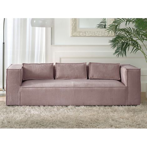 Stella – 3-sitzer einzelsofa – aus cord – moderner stil - rosa