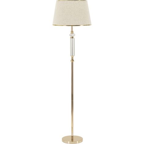 Lampada da terra Praga in metallo oro con paralume in tessuto — Ø 45 cm
