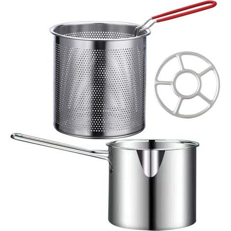Friteuse en acier inoxydable avec petit panier et poignée (1/5)