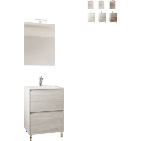 Mobile bagno Lisbona rovere grigio, completo di lavabo, (1/3)