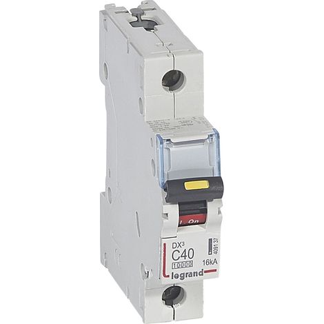 Disjoncteur DX³10000 16kA arrivée haute et départ bas à vis 1 Pôle de 230V à 400V 40A courbe C 1 module LEGRAND 409137 (1/2)