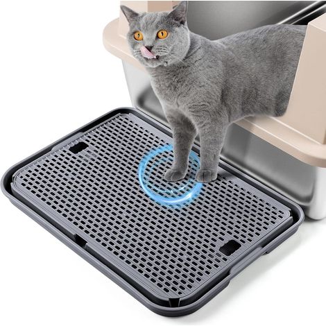Ramp Mat, 42 x 30 cm for Cat Litter Tray, Self-Cleaning Automatic Litter Catcher Ideal for Kittens and Older Cats (Dark Grey) (1/5)