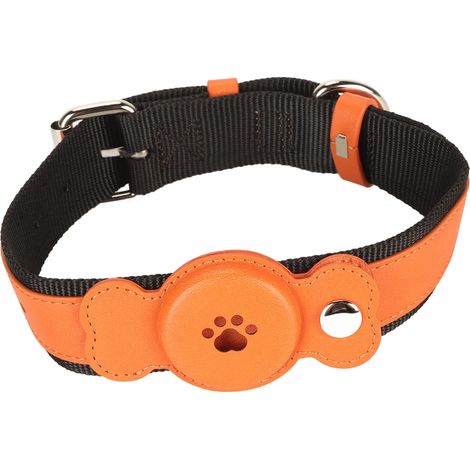 Collier ajustable pour chien, imperméable, léger, durable, confortable et élégant en cuir orange pour chiens et chats (1/5)