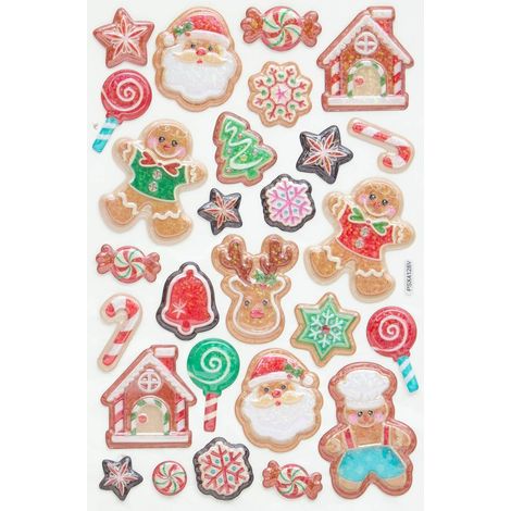 Sticker de Noël en relief personnages 14 x 21 cm - Atmosphera créateur d'intérieur (1/4)