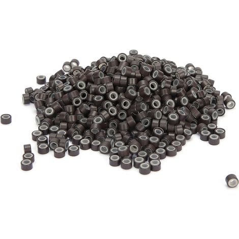 Boucles d'oreilles allongées en aluminium avec perles micro et doublure silicone - Marron foncé 3 (1/5)