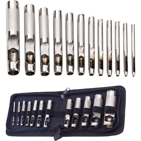 Kit de 12 outils de perforation pour cuir creux, bracelets de montre, toile, œillets 3 mm-19 mm (métal)
