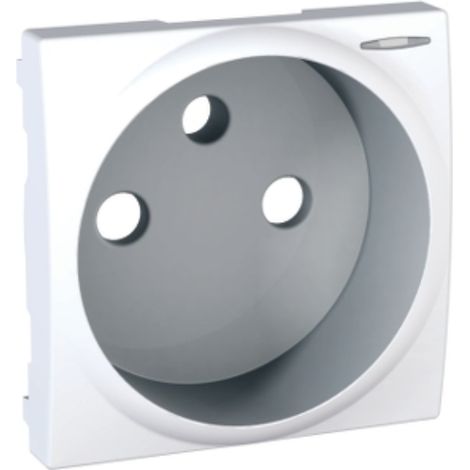 Enjoliveur blanc pour prise de courant 2P+T avec voyant LED Unica