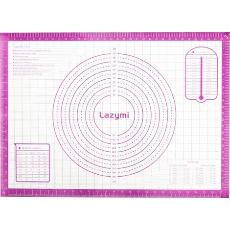 Tapis Silicone Patisserie: 71x51 cm Tapis de Cuisson pour Four - Feuille de Cuisson Patisserie avec Mesures - Antihafte Plaque Silicone Patisserie pour Pizza/Biscuit/Pâte (Violet (1/4)