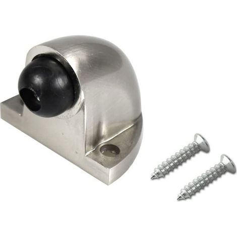 Piede fermaporta da pavimento in acciaio inox antigraffio supporto stopper blocco porta 45 x 18 mm (1/2)