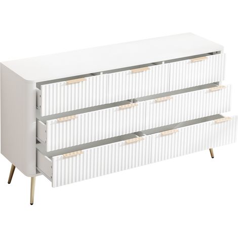 ELVMI Kommode mit 7 Schubladen und Soft-Close, Kippschutz, für Schlafzimmer, 145x40x80 cm (1/5)