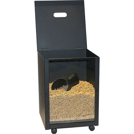 Porte-granulés acier noir avec plexiglass 39x39 h.52 cm. Made in Italy