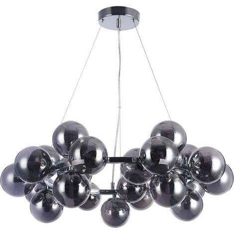 Pendelleuchte Hängelampe Deckenleuchte Esszimmerlampe Chrom Rauchig D 69 cm (1/5)