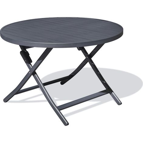 Table de jardin ronde pliante en aluminium – Compacte et légère pour petits espaces – Idéale sur balcons et terrasses citadines – Citygarden