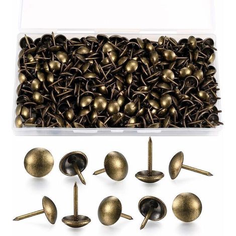 200 Polsternägel, dekorative Polsternägel, antike Messing-Möbelnägel mit Kunststoffbox für Sofas, Stühle, Möbel und Holzgegenstände - 11 (1/4)