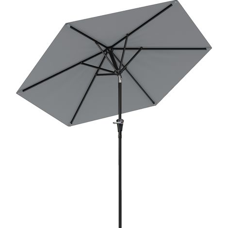 Parasol de jardin inclinable 2,3x2 m avec manivelle et 6 baleines gris (1/5)