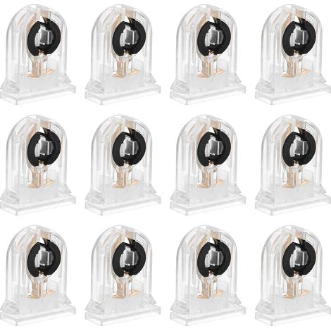 T8 Support de Lumière Fluorescente, 12 Pcs G13 Base de Lampe Douille de Tube Fluorescent LED, 500V Remplacement du Support de Lampe de Type Tournant Non Shunté, 36x30x12mm (1/5)