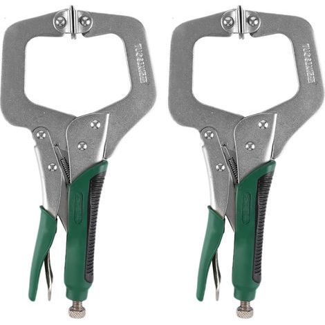 Lot de 2 pinces en C de 28 cm - Serre-joints en C - Pince à serrage rapide - Étau lourd - Avec vis réglables et coussinets pivotants - Pour le travail du bois et les soudeurs (1/5)