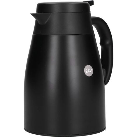 Bouilloire de voiture 24 V 1200 ml avec base, bouilloire portable en acier inoxydable pour camions et voitures, noir mat (1/5)