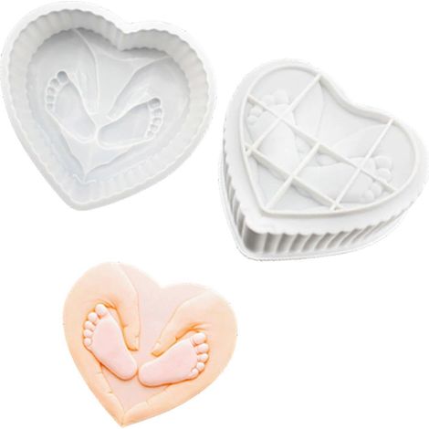 Moules à gâteaux en forme de cœur et d'empreinte de pied, qualité professionnelle, pour des desserts parfaits, résistants aux hautes températures et multicolores. (1/4)