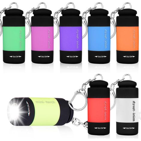 Lot de 8 mini lampes de poche LED, lampe de poche USB rechargeable IPX8, petites lampes de poche étanches avec porte-clés, lampes de poche pour enfants pour camping, barbecue, extérieur, urgence. (1/5)