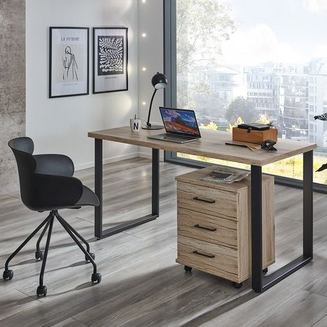 Büromöbel Set 2-teilig HILLSTON-43 mit 120cm Schreibtisch in San Remo Eiche (1/4)