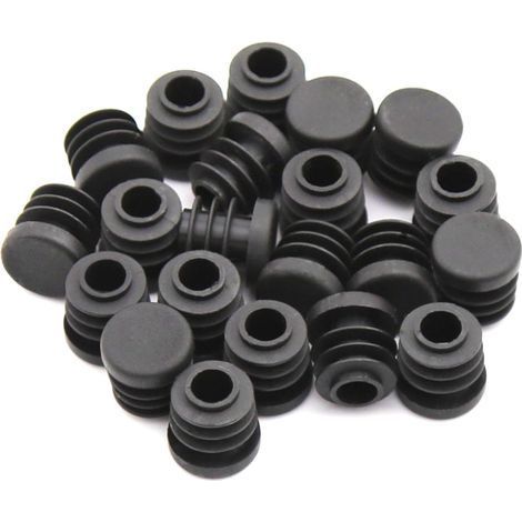 Bouchons en plastique noir de 16 mm, cache-tubes ronds noirs, embouts intérieurs pour pieds de chaises, bureaux, tables et meubles, lot de 20. (1/5)