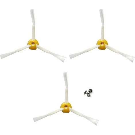 QAZQA Pack de 3 Brosses Latérales pour Roomba 500, 600 et 700. Kit de 3 pales Pièces de Rechange. (1/3)