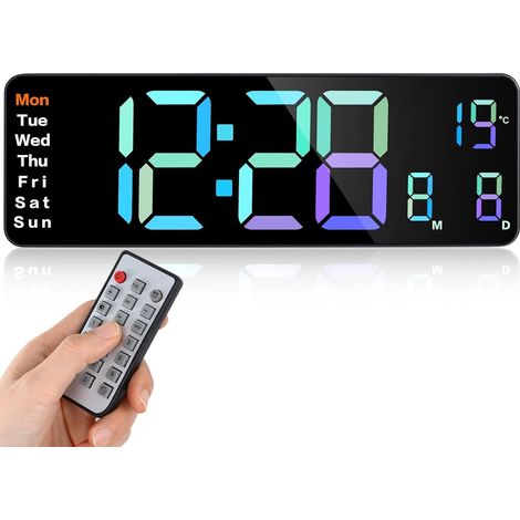 1 Horloge Murale LED 13 Pouces, Compte à Rebours, Luminosité Réglable, Télécommande, Salon Cuisine Bureau (1/5)