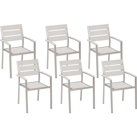Gartenstuhl 6er Set VERNIO Weiß
