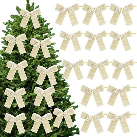 Bow - Velours Bleu - 3,35 x 3,35 Pouces - Pour Décoration De Sapin De Noël Et Emballage Cadeau - 12 Pièces (1/5)